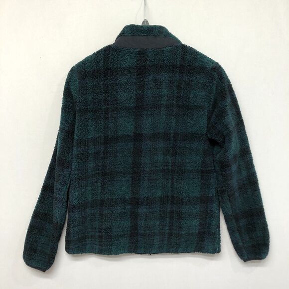 Eddie Bauer Women 1/4 Snap Button Fleece Sweater Size Medium Green Plaid B286 -9 - Picture 13 of 15